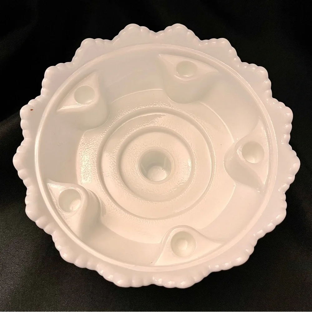 Fenton White Hobnail Milk Glass 6-Candle Holder Centerpiece Bowl Pedestal OG Tag